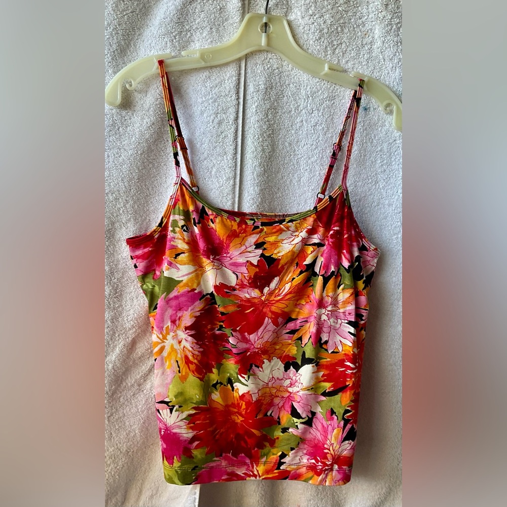 Chico's Vibrant Pink and Orange Floral Camisole - Picture 6 of 9